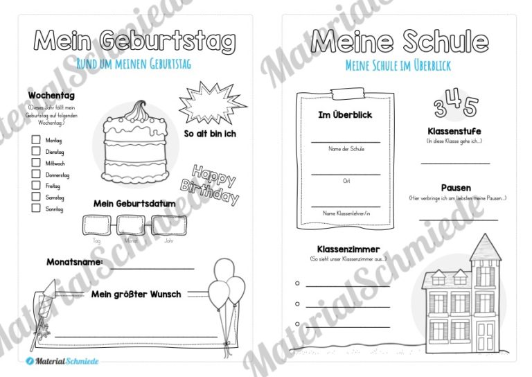 Das bin ich – Büchlein (Geburtstag & Schule)