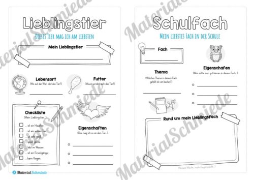 Das bin ich - Büchlein (Lieblingstier & Schulfach)