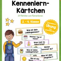 Kärtchen zum Kennenlernen für den Schulunterricht