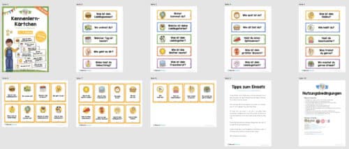Kärtchen zum Kennenlernen für den Schulunterricht (Überblick)