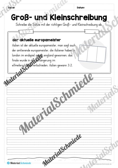 10 Abschreibtexte zur Fußball EM 2024: Groß- und Kleinschreibung (2. & 3. Klasse) - Vorschau 02