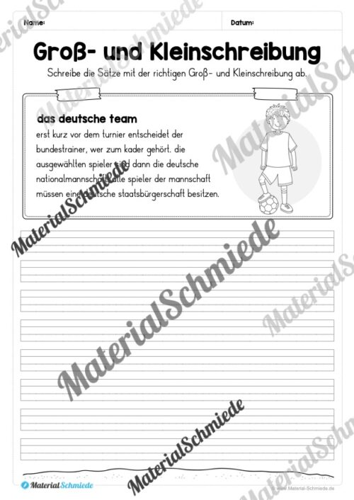 10 Abschreibtexte zur Fußball EM 2024: Groß- und Kleinschreibung (2. & 3. Klasse) - Vorschau 03