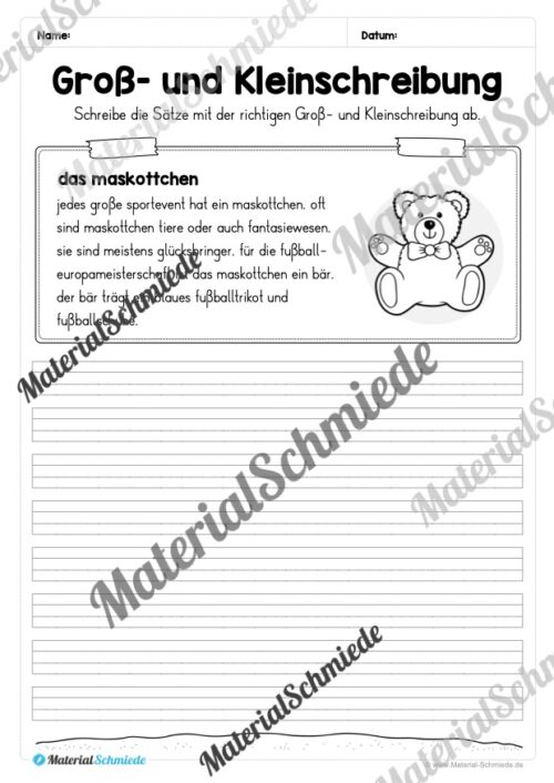 10 Abschreibtexte zur Fußball EM 2024: Groß- und Kleinschreibung (2. & 3. Klasse) - Vorschau 07