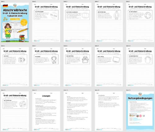 10 Abschreibtexte zur Fußball EM 2024: Groß- und Kleinschreibung (2. & 3. Klasse) - Überblick