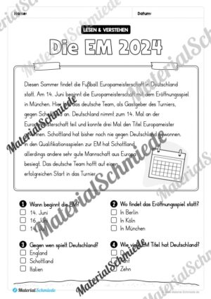 Lesen & Verstehen (Ankreuzen): Fußball EM 2024 – Vorschau 01