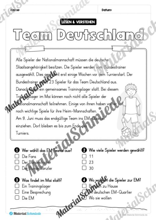 Lesen & Verstehen (Ankreuzen): Fußball EM 2024 - Vorschau 02