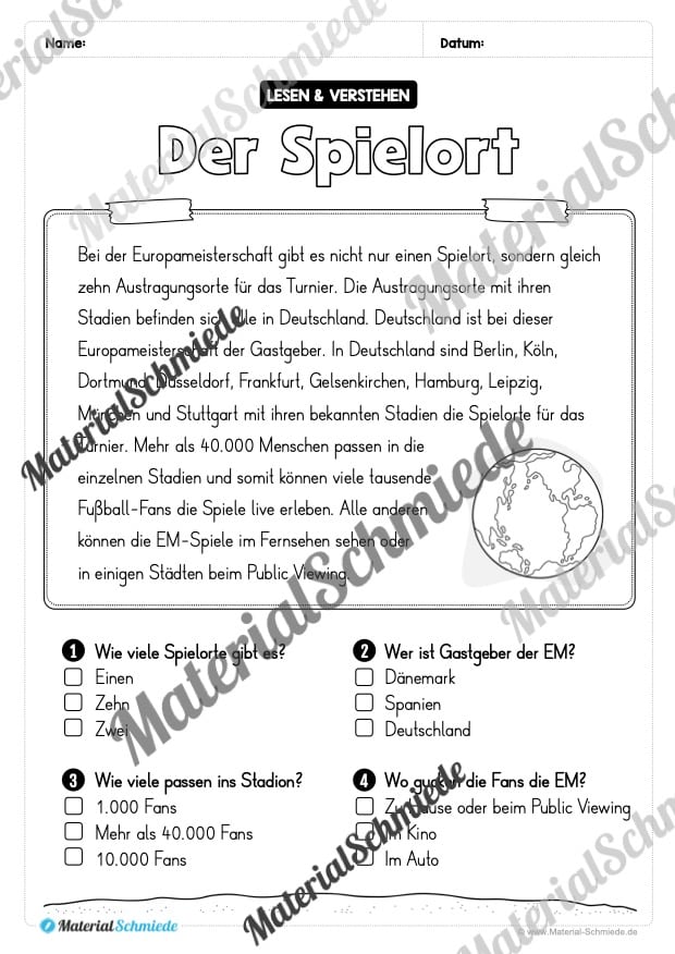 Lesen & Verstehen (Ankreuzen): Fußball EM 2024 – Vorschau 05