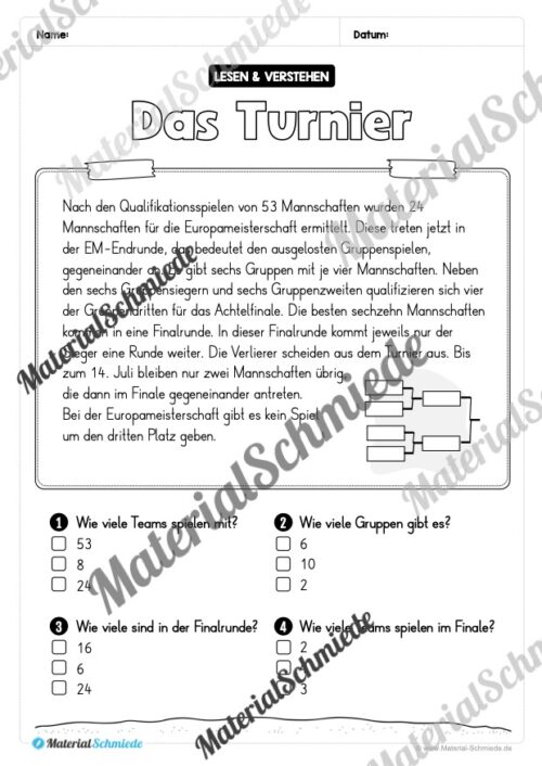 Lesen & Verstehen (Ankreuzen): Fußball EM 2024 - Vorschau 06