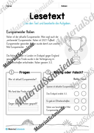 10 Lesetexte zur Fußball EM 2024 (mit Aufgaben) – Vorschau 04