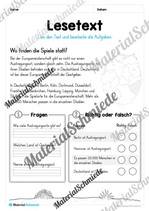 10 Lesetexte zur Fußball EM 2024 (mit Aufgaben) - Vorschau 05