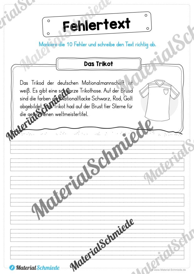 10 Fehlertexte zur Fußball WM 2026 für die 2. und 3. Klasse (Arbeitsblatt 02)