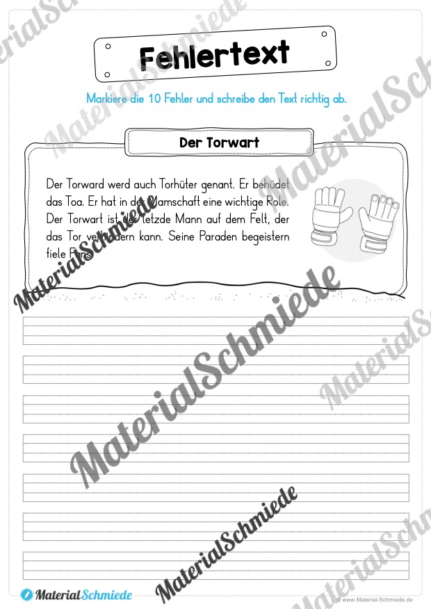 10 Fehlertexte zur Fußball WM 2026 für die 2. und 3. Klasse (Arbeitsblatt 03)