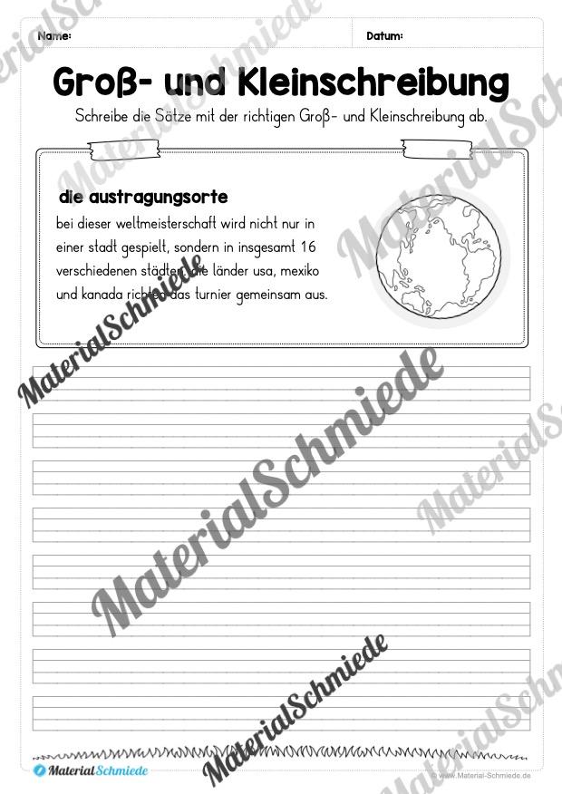 10 Texte zur Groß- und Kleinschreibung zur Fußball-WM 2026 (2. & 3. Klasse) - Arbeitsblatt 02