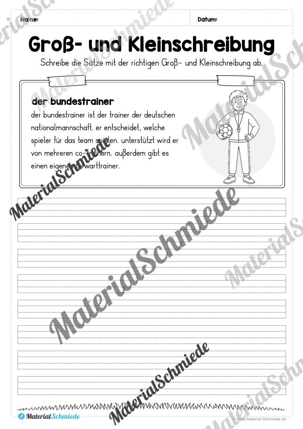 10 Texte zur Groß- und Kleinschreibung zur Fußball-WM 2026 (2. & 3. Klasse) - Arbeitsblatt 03