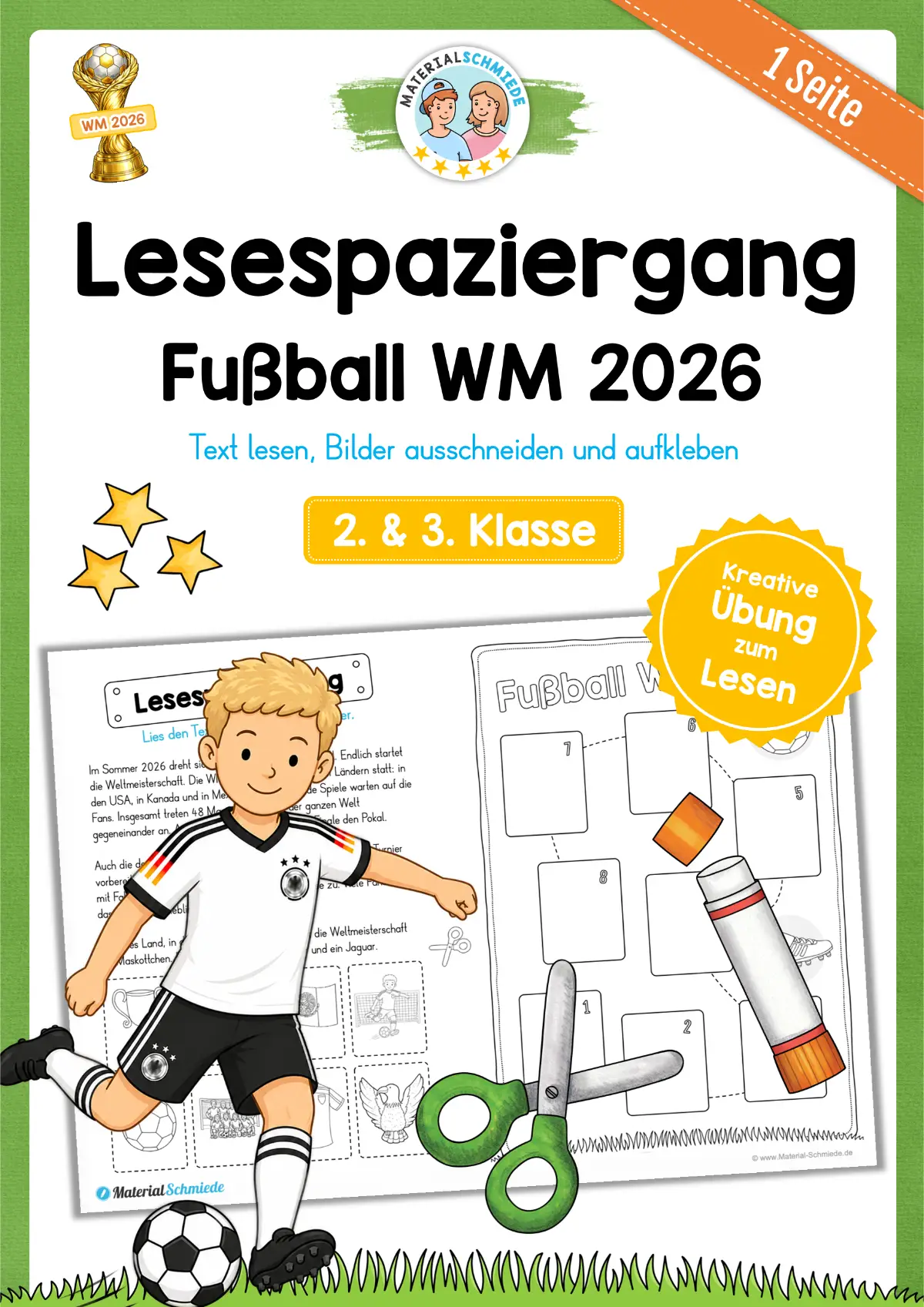 Fußball WM 2026: Lesespaziergang (2. & 3. Klasse)