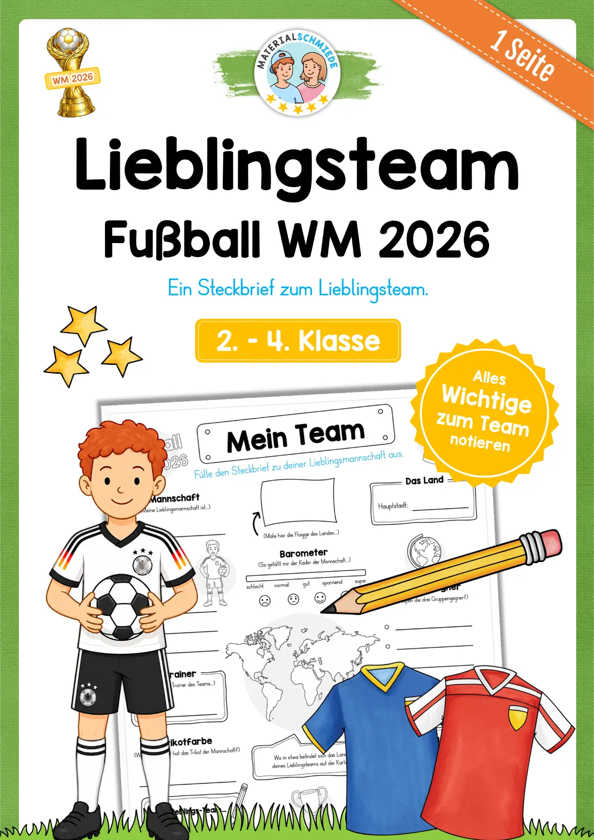 Fußball WM 2026: Mein Lieblingsteam (Steckbrief 2. - 4. Klasse)