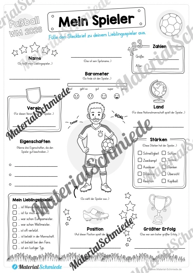 Fußball WM 2026: Mein Lieblingsspieler (Steckbrief 2. - 4. Klasse) - Arbeitsblatt 02