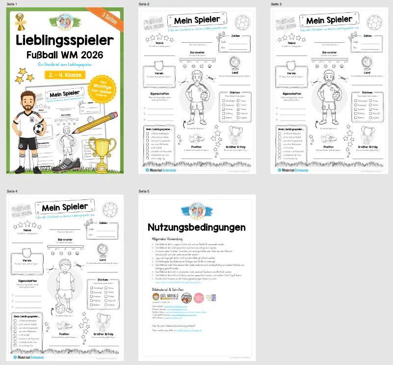 Fußball WM 2026: Mein Lieblingsspieler (Steckbrief 2. - 4. Klasse) - Überblick