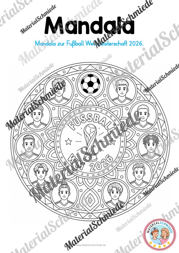 Fußball WM 2026: Mandalas zum Ausmalen (Arbeitsblatt 04)