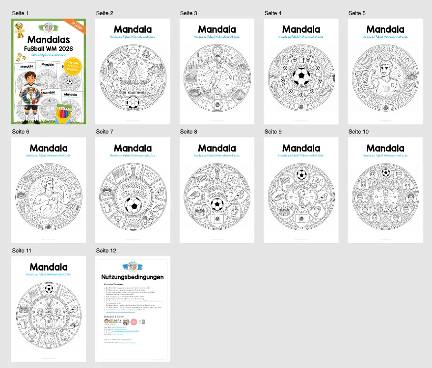Fußball WM 2026: Mandalas zum Ausmalen (Überblick)