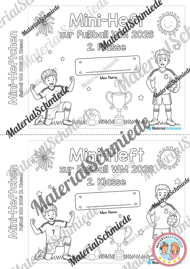 Fußball WM 2026: Mini-Heft - 2. Klasse (Arbeitsblatt 01)