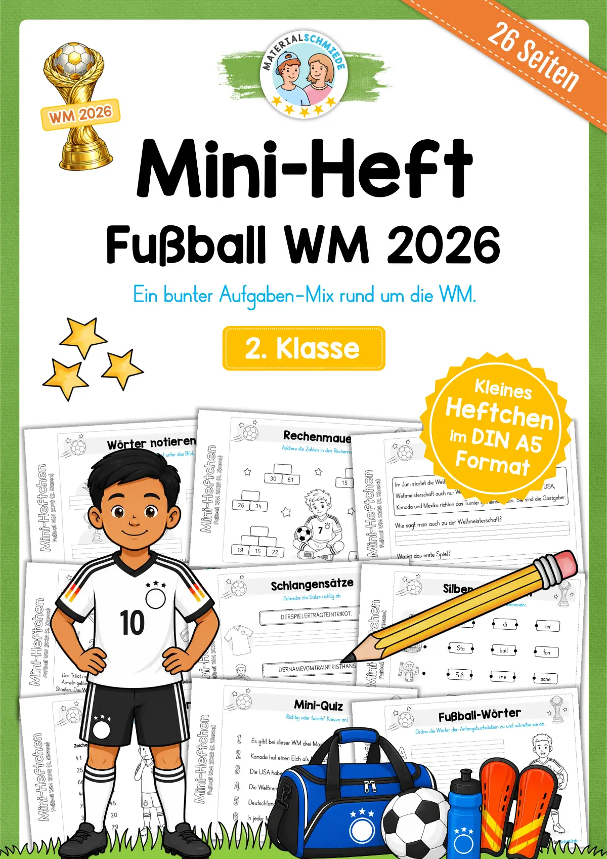 Fußball WM 2026: Mini-Heft - 2. Klasse