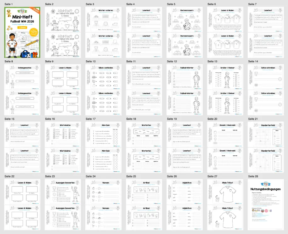 Fußball WM 2026: Mini-Heft - 2. Klasse (Überblick)