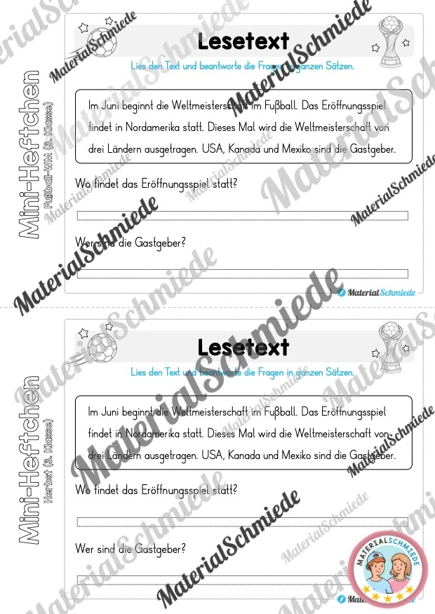 Fußball WM 2026: Mini-Heft 3. Klasse - Arbeitsblatt 03