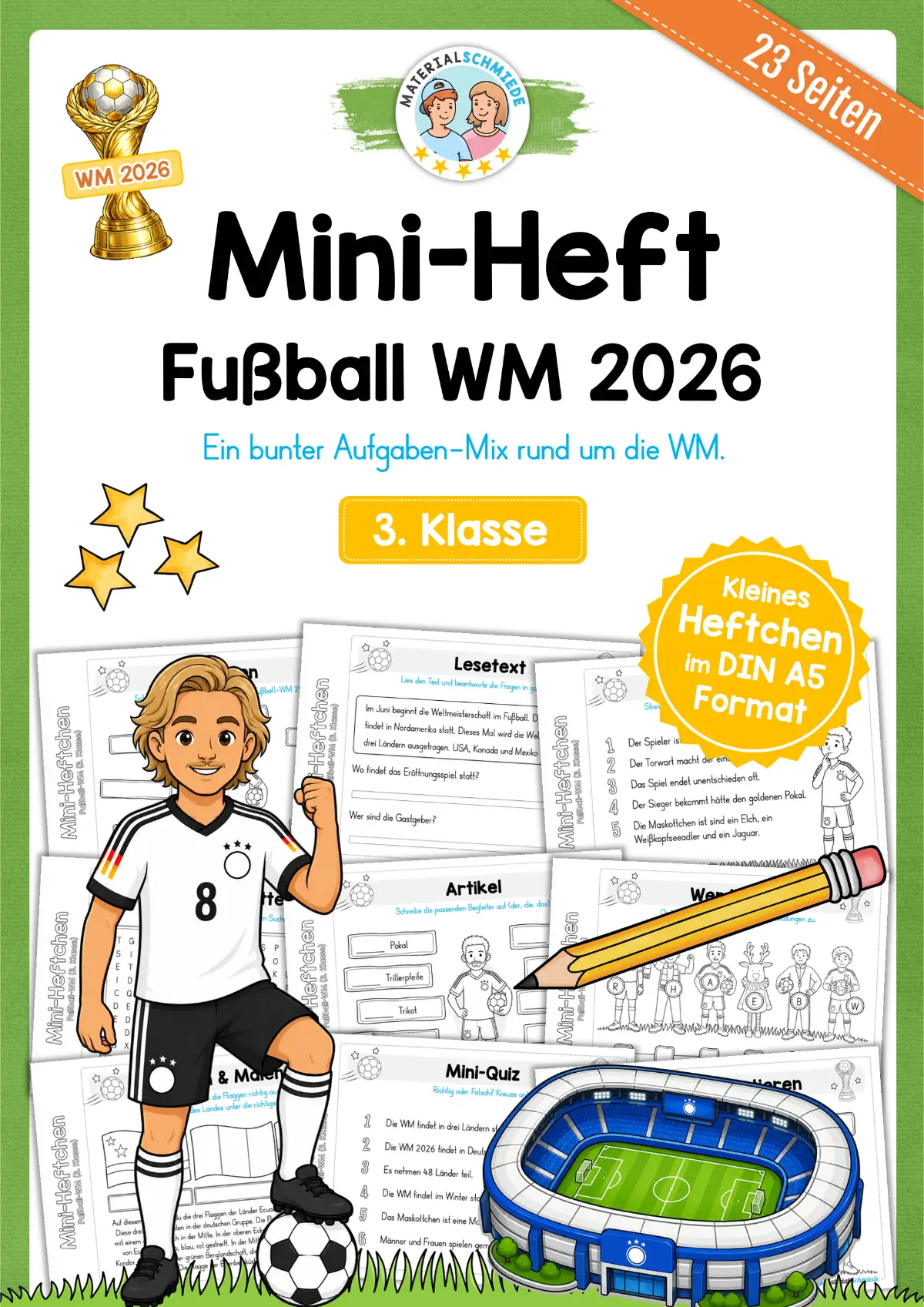 Fußball WM 2026: Mini-Heft 3. Klasse