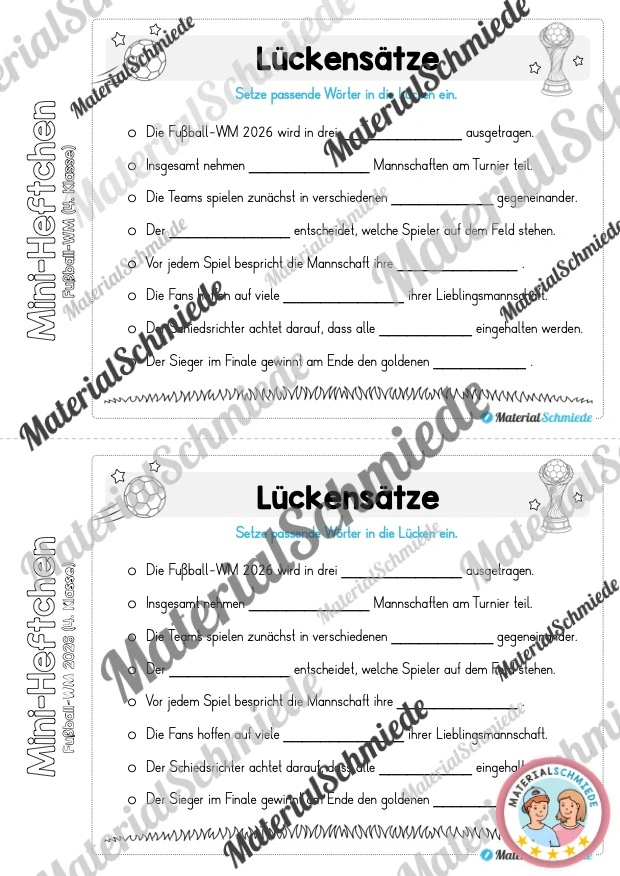 Fußball WM 2026: Mini-Heft 4. Klasse - Arbeitsblatt 10