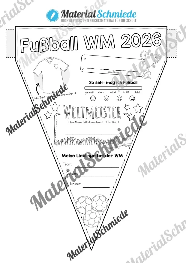 Wimpel zur Fußball WM 2026 (Vorschau Arbeitsblatt)