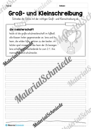 10 Abschreibtexte zum Fußball: Groß- und Kleinschreibung (2. Klasse) – Vorschau 03