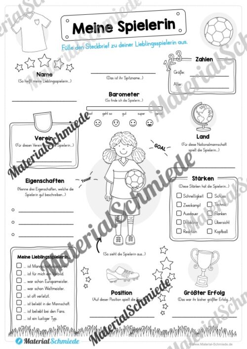 Steckbrief Fußball: Mein Lieblingsspieler (Arbeitsblatt 02)