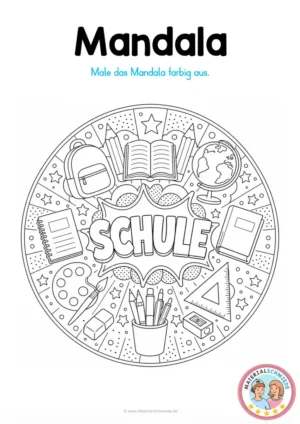 Kostenloses Mandala zum Ausmalen - Thema Schule