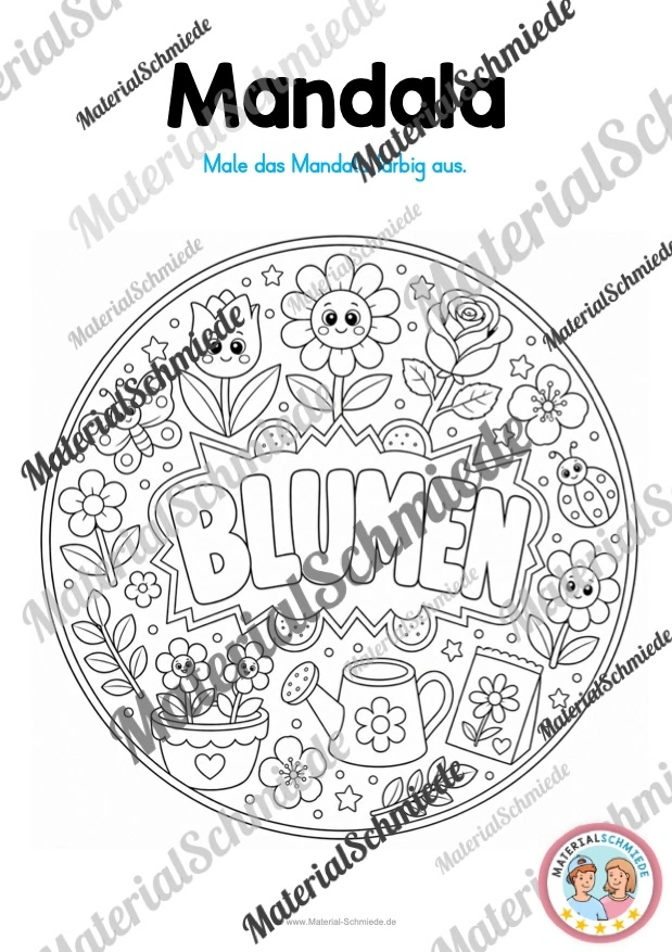 10 Mandalas mit Blumenmustern (zum Ausmalen) - Mandala 01