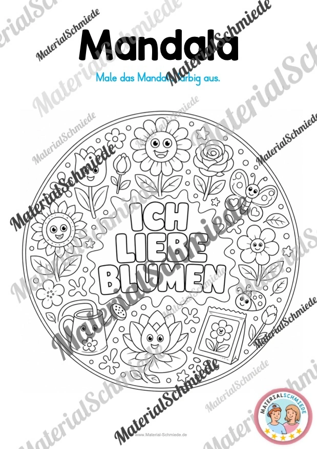 10 Mandalas mit Blumenmustern (zum Ausmalen) - Mandala 02