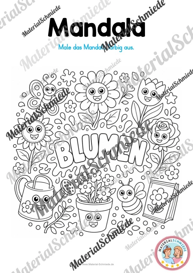 10 Mandalas mit Blumenmustern (zum Ausmalen) - Mandala 03