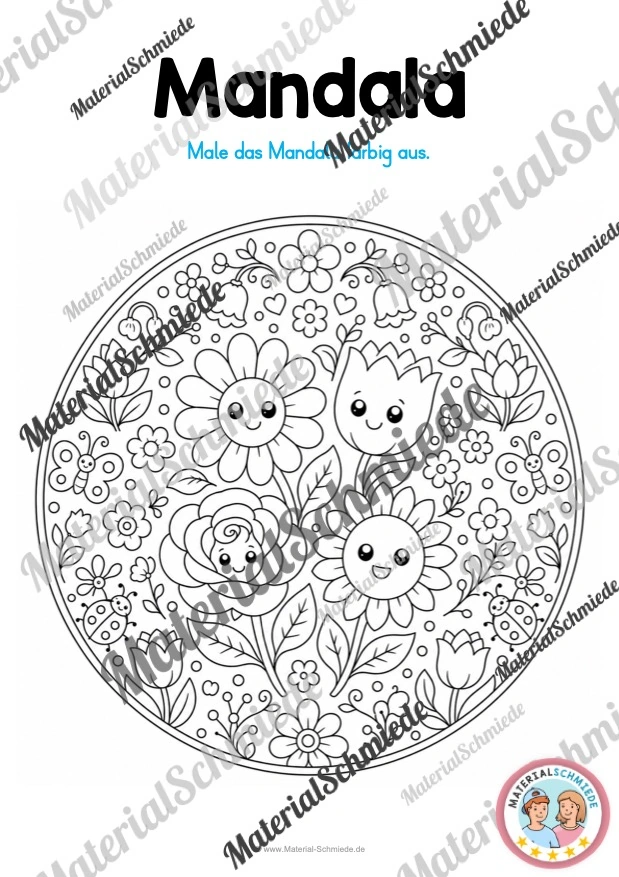 10 Mandalas mit Blumenmustern (zum Ausmalen) - Mandala 05