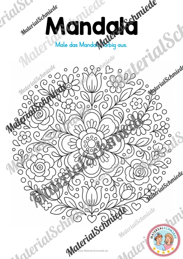 10 Mandalas mit Blumenmustern (zum Ausmalen) - Mandala 06