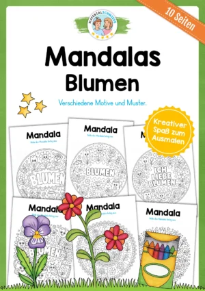 10 Mandalas mit Blumenmustern (zum Ausmalen)