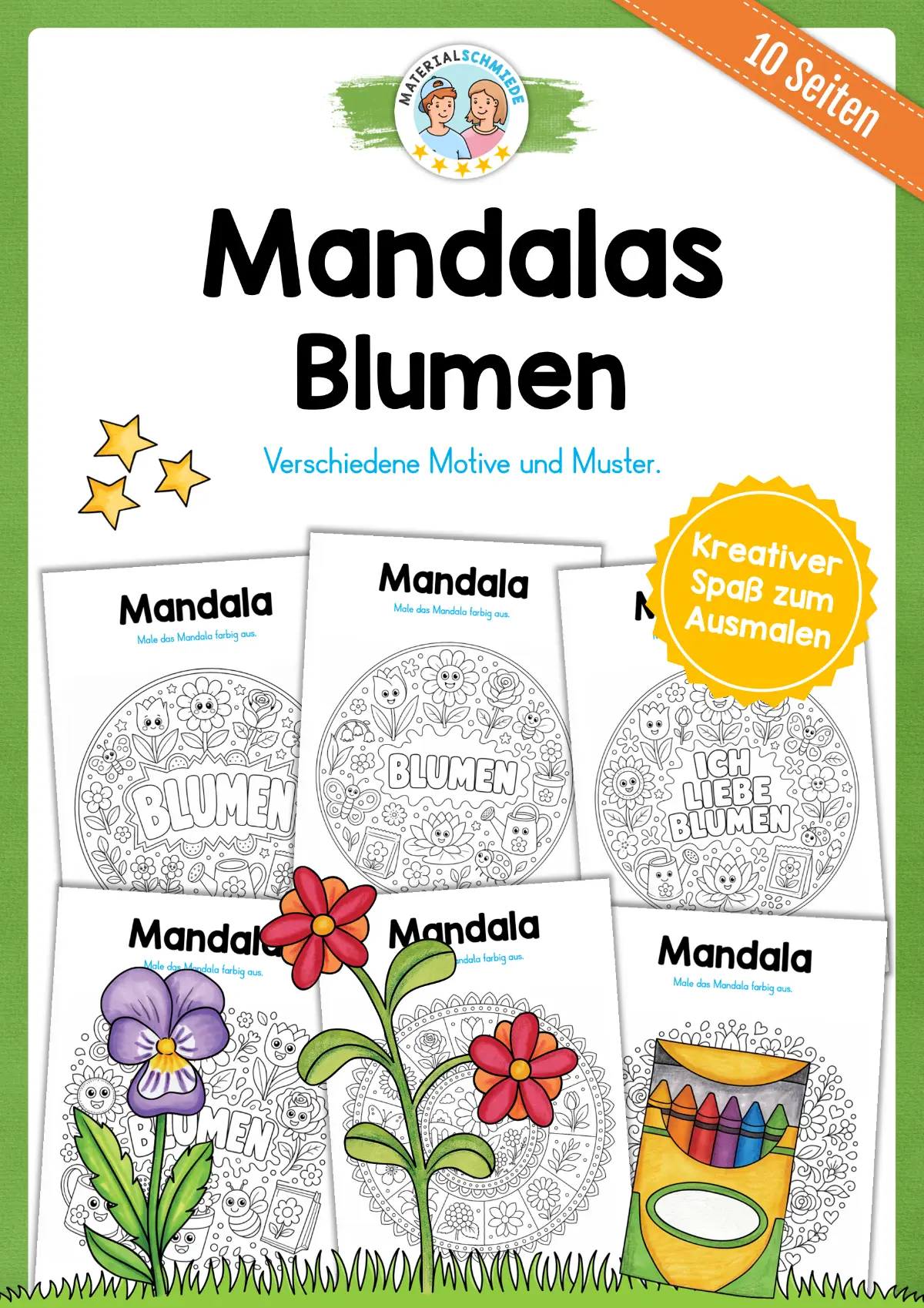 10 Mandalas mit Blumenmustern (zum Ausmalen)