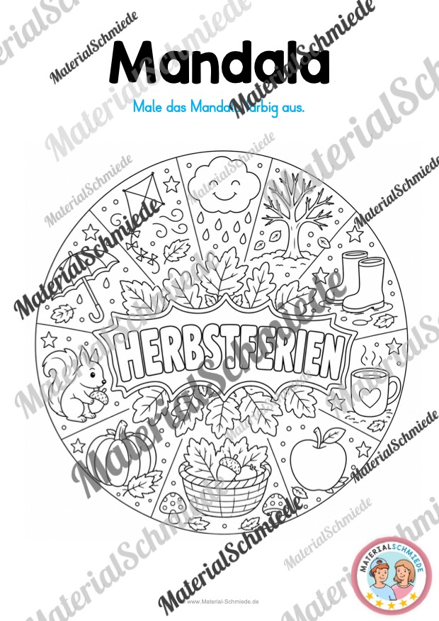 10 Mandalas zu den Herbstferien (zum Ausmalen) - Mandala 01