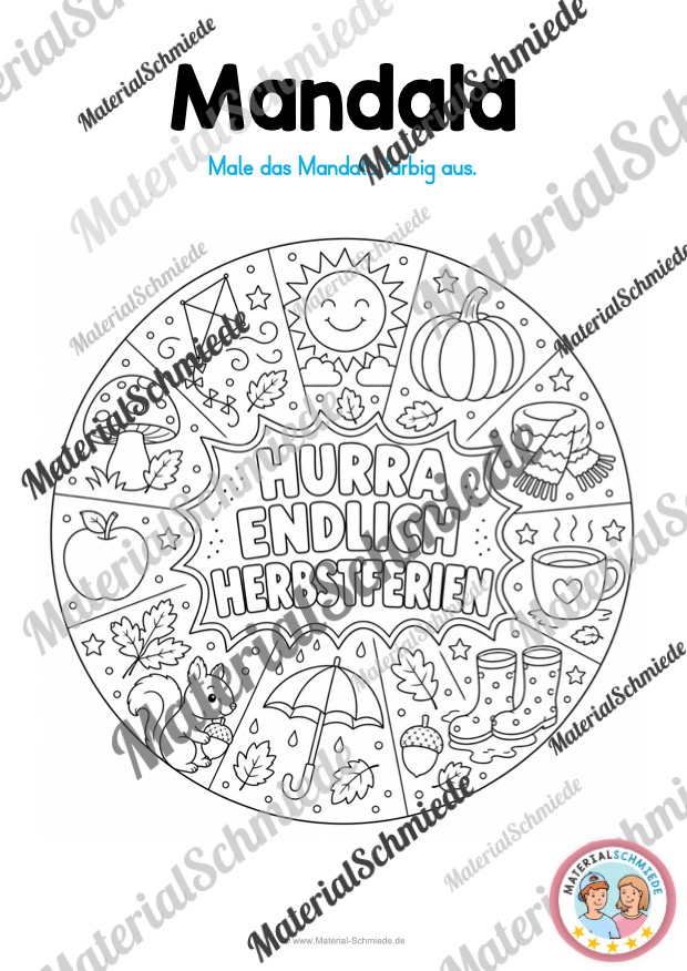 10 Mandalas zu den Herbstferien (zum Ausmalen) - Mandala 02