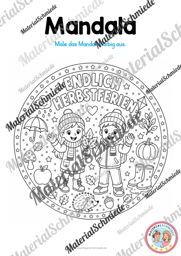 10 Mandalas zu den Herbstferien (zum Ausmalen) - Mandala 03