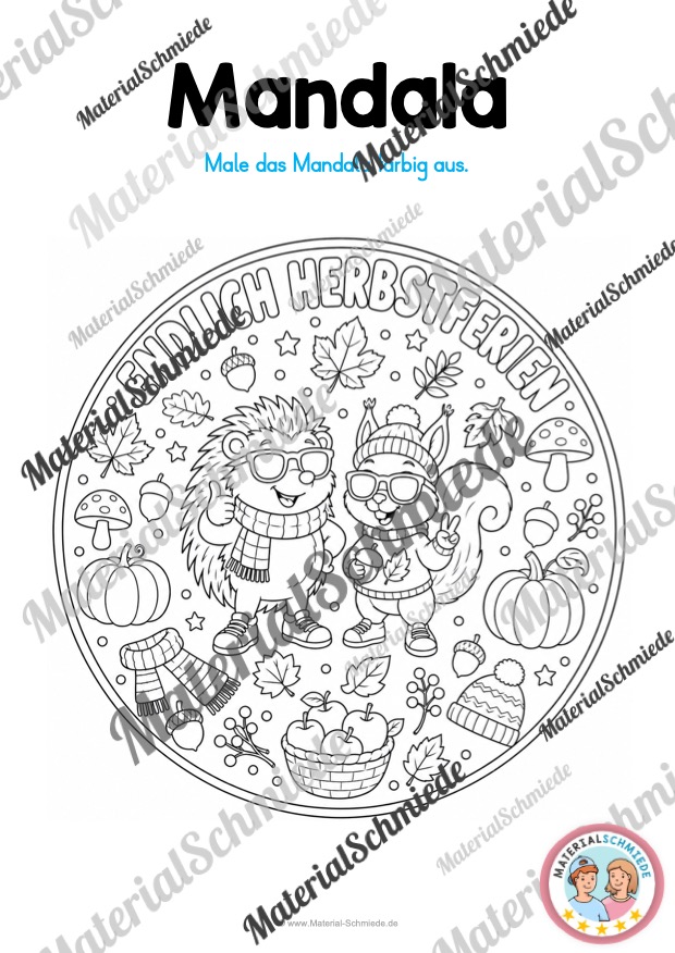 10 Mandalas zu den Herbstferien (zum Ausmalen) - Mandala 09