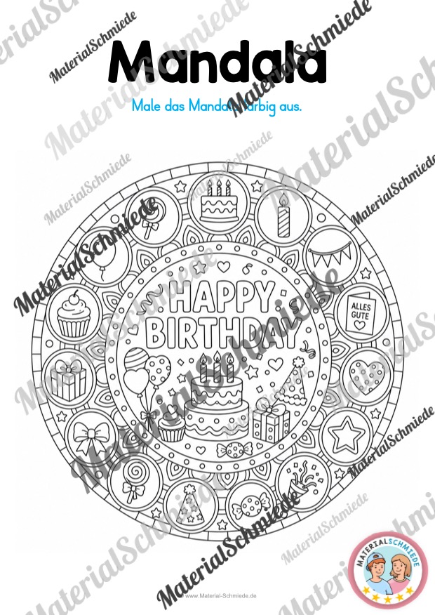 10 Mandalas zum Thema Geburtstag (zum Ausmalen) - Mandala 02