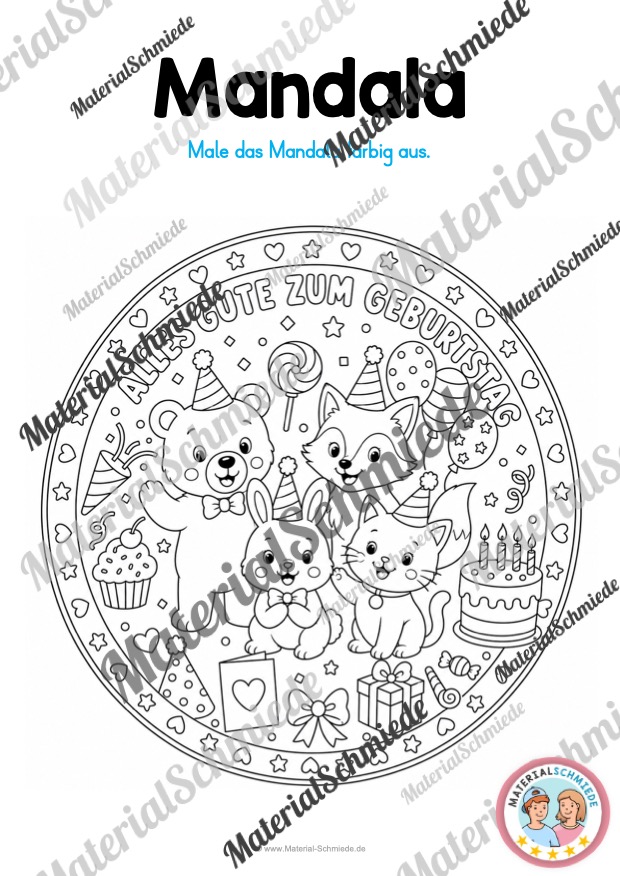 10 Mandalas zum Thema Geburtstag (zum Ausmalen) - Mandala 03