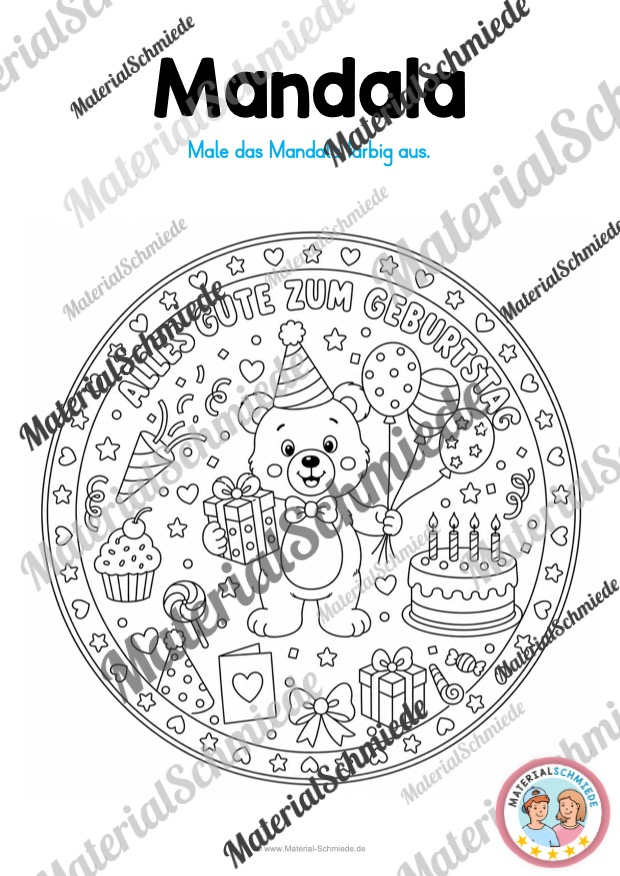 10 Mandalas zum Thema Geburtstag (zum Ausmalen) - Mandala 04