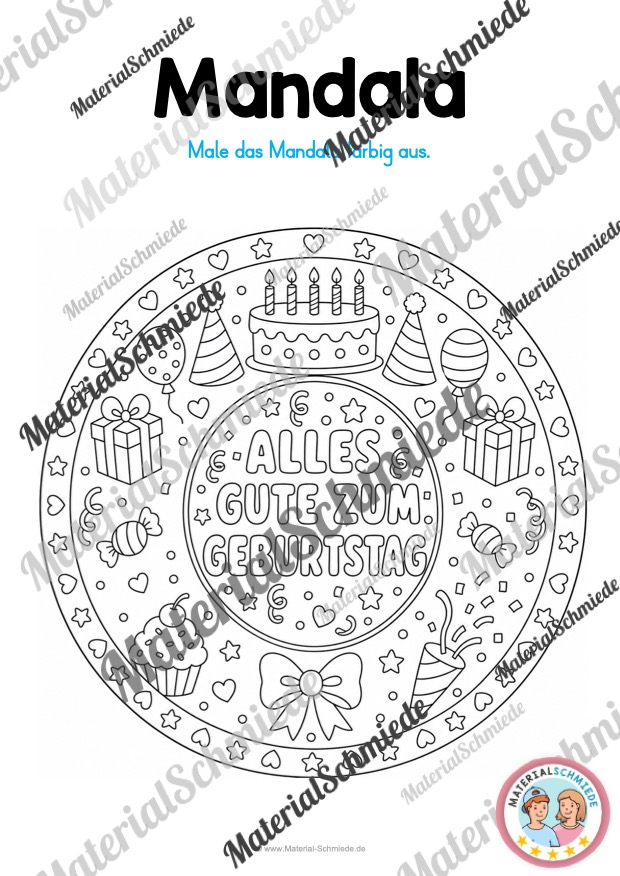 10 Mandalas zum Thema Geburtstag (zum Ausmalen) - Mandala 05