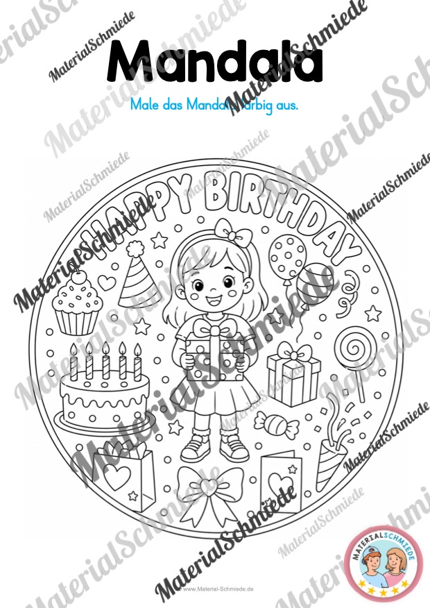 10 Mandalas zum Thema Geburtstag (zum Ausmalen) - Mandala 07